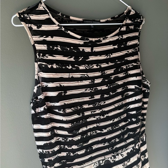 Sandra Darren Lattice Sheer Accent Dress Black Sz 12, scoop neck, A line, floral - Picture 2 of 6